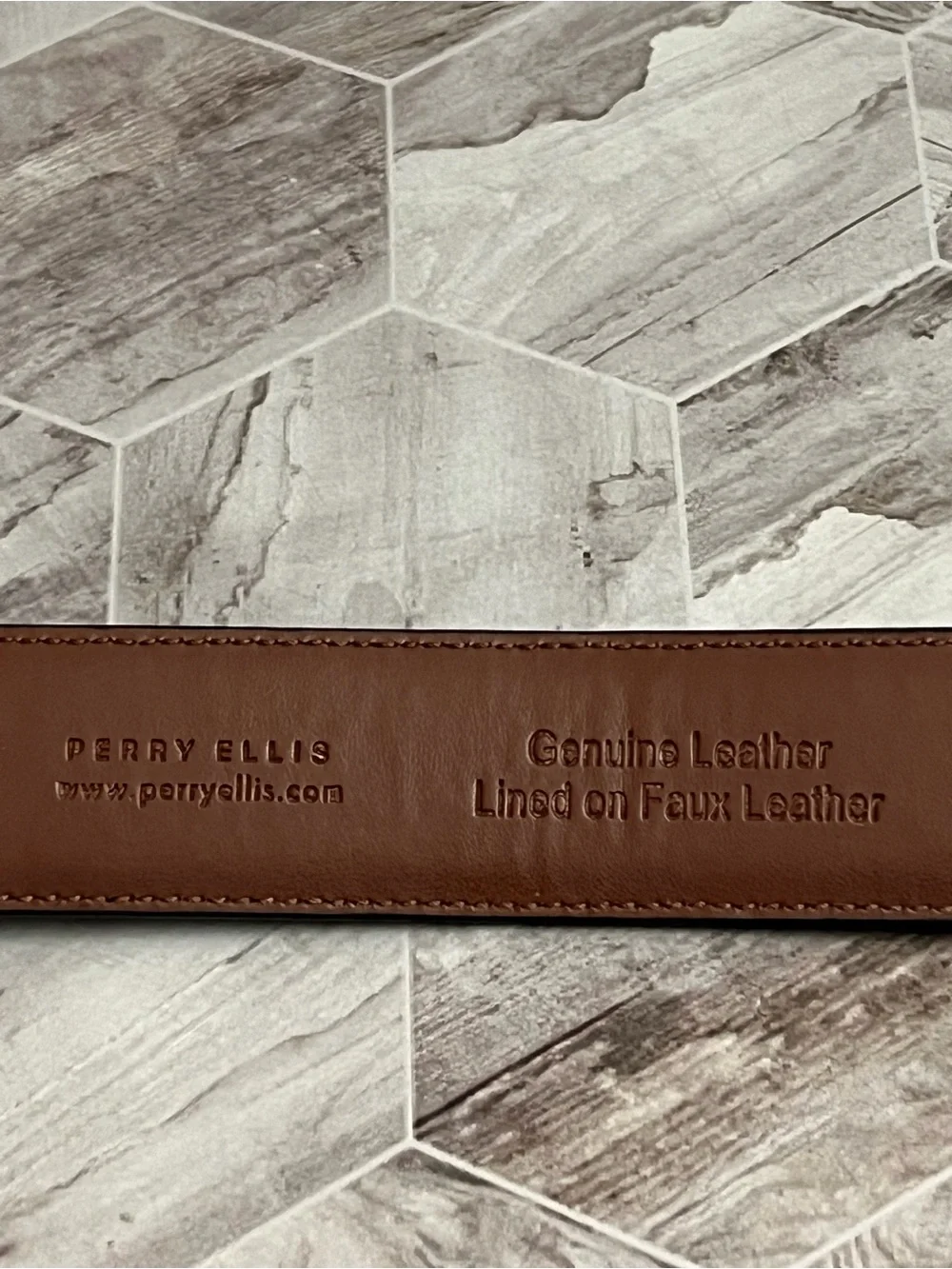 Perry Ellis Portfolio Black Genuine Leather Belt Size 30/75 NWT